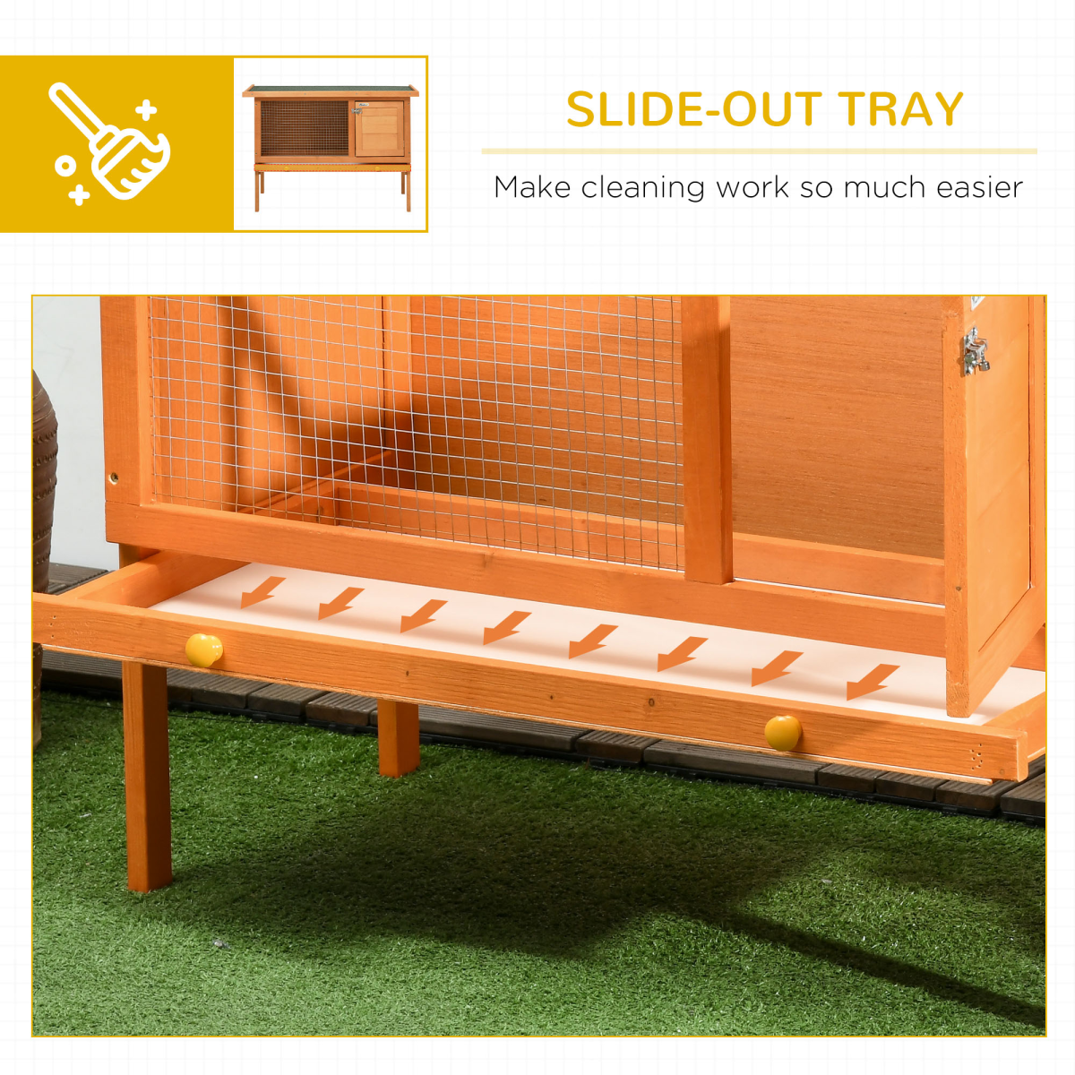 Rabbit Hutch Bunny Cage Guinea Pig Elevated House Wood Outdoor Garden Pawhut