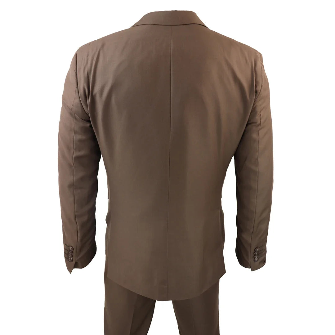 IM1 Men's Classic Plain Brown 3 Piece Suit