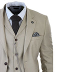 AK-08 - Men's 3 Piece Cream Prince Of Wales Check Suit