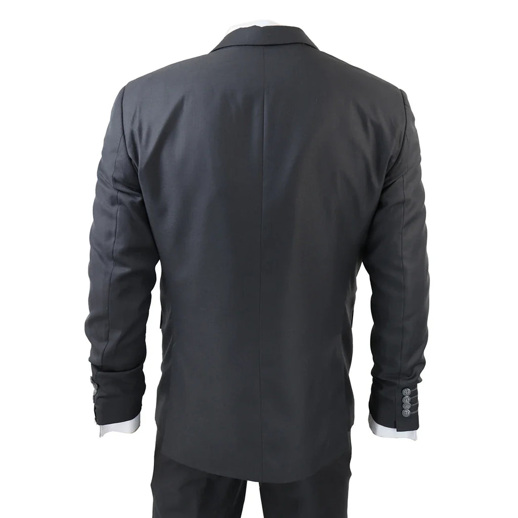 IM1 Men's Classic Plain Charcoal 3 Piece Suit