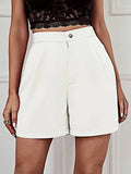 Women's Solid Color Wide-leg Comfortable Casual High-waisted Shorts