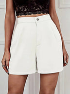 Women's Solid Color Wide-leg Comfortable Casual High-waisted Shorts