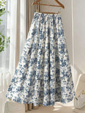 Women's Casual High-Waisted Printed Flared Skirt