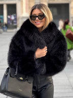 Winter Plush Coat Fashion Warm Thicken Fluffy Lapel Jacket Outwear Casual Long Sleeve Tops Womens Clothing