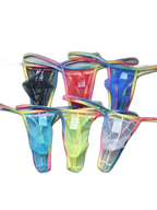 3-pack Men's Sexy Rainbow Transparent Convex Pouch Breathable Thong