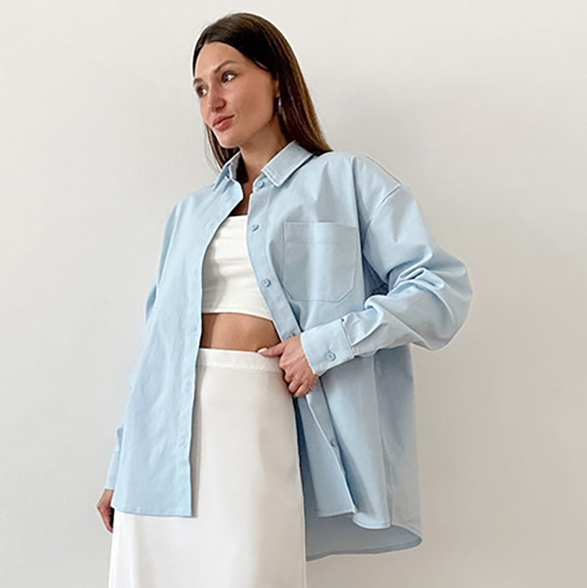 Women's Elegant Simple Solid-Color Loose-Fit Blouse