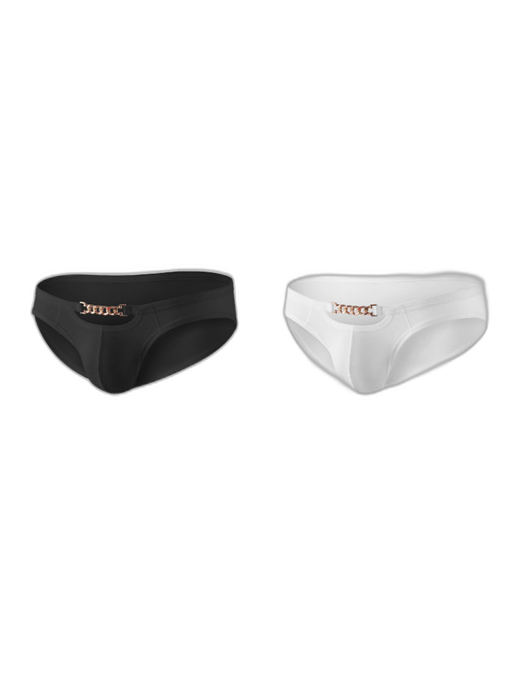 2 Pack Men's U-Pouch Design Metal-Clasp Thin Briefs