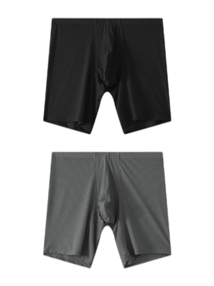 2 Pack Men's Mesh Transparent Sports Fitness Loose Boxer Briefs