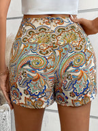 Women's Vibrant Paisley Print Wrap Skirt Shorts