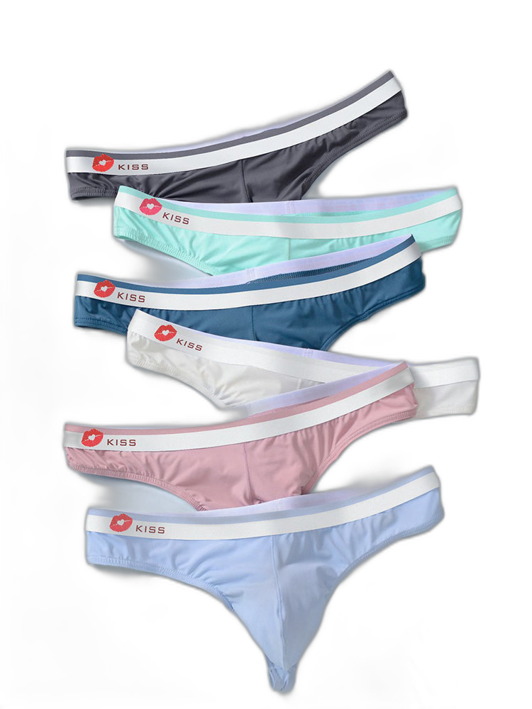 3 Pack Men's Ice Silk Sexy U-Shaped Pouch Kiss Thong