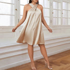 Women's Mid-Length Satin Sling Nightdress