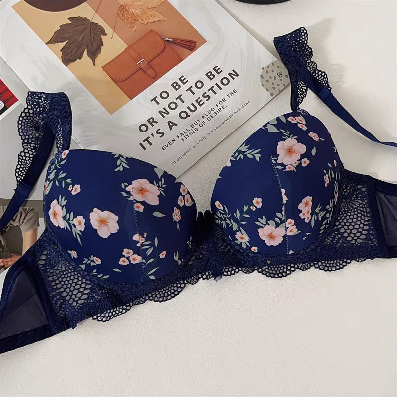 Plus Size Traceless Printed Underwear Women's Big Chest And Small Breast Holding