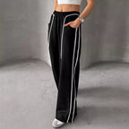 Drawstring Contrast-color Casual Pants For Women