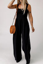 Smocked Square Neck Wide Leg Jumpsuit Women UK