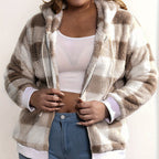 Sweater Hooded Plaid Plush All-matching