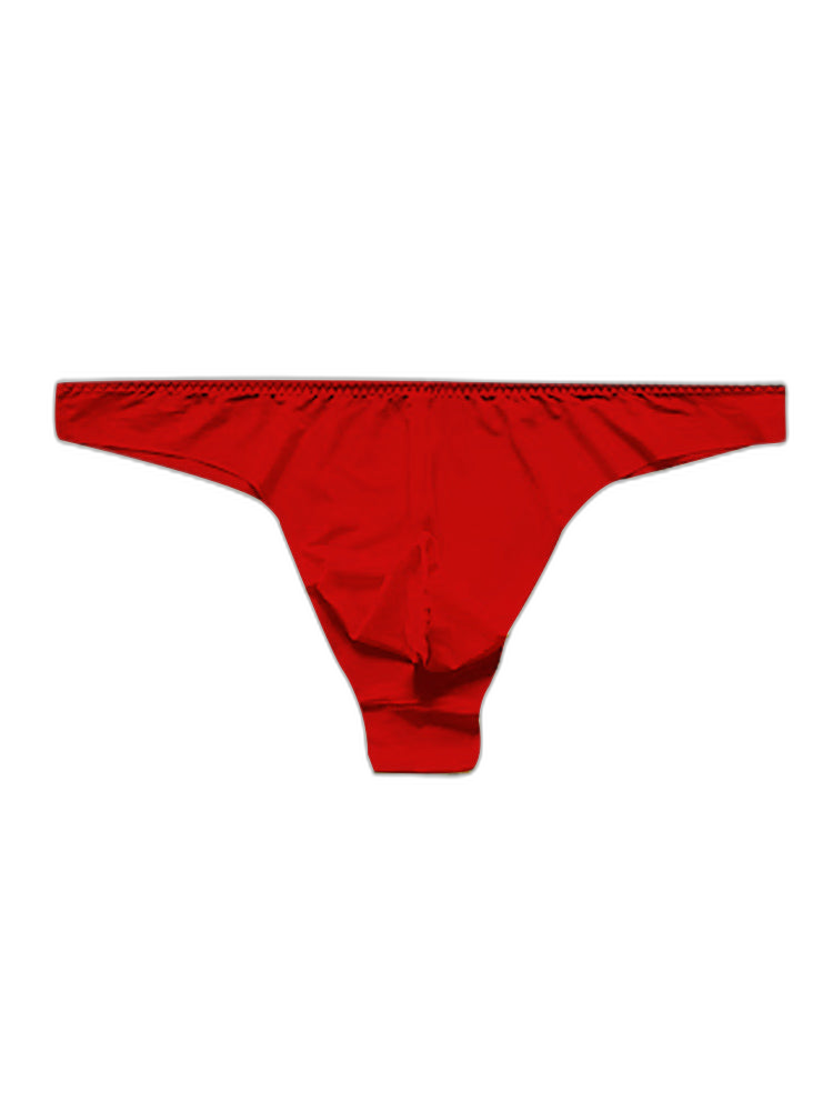 4 Pack Men's Seamless Ice Silk Sports Sexy Solid Color Thong & Strings