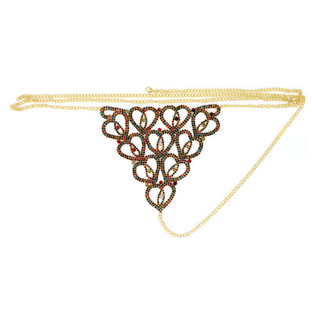 Accessories Rhinestone Claw Chain Body Chain Heart Shaped Sexy Bikini Panties