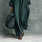 Women's Retro Tea-Party Outfit Cotton-Linen Button-Front Cheongsam Dress