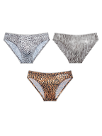 3 Pack ALLMIX Men's 3D Pouch Sexy Leopard Print Ice Silk Briefs