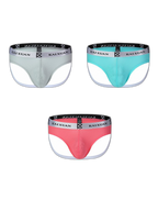 3 Pack Men's Mesh Thong with Stretch & Breathable 3D Support Pouch