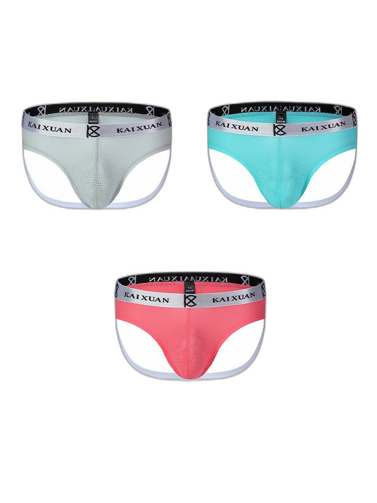 3 Pack Men's Mesh Thong with Stretch & Breathable 3D Support Pouch