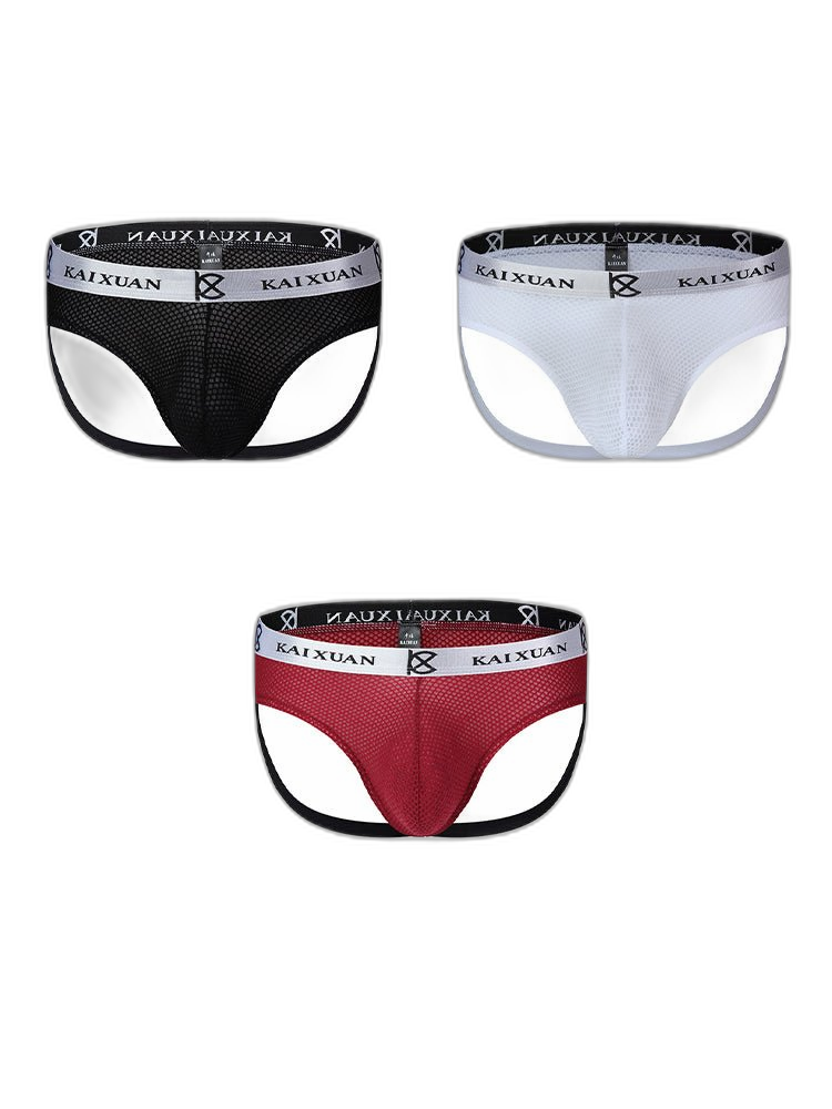 3 Pack Men's Mesh Thong with Stretch & Breathable 3D Support Pouch