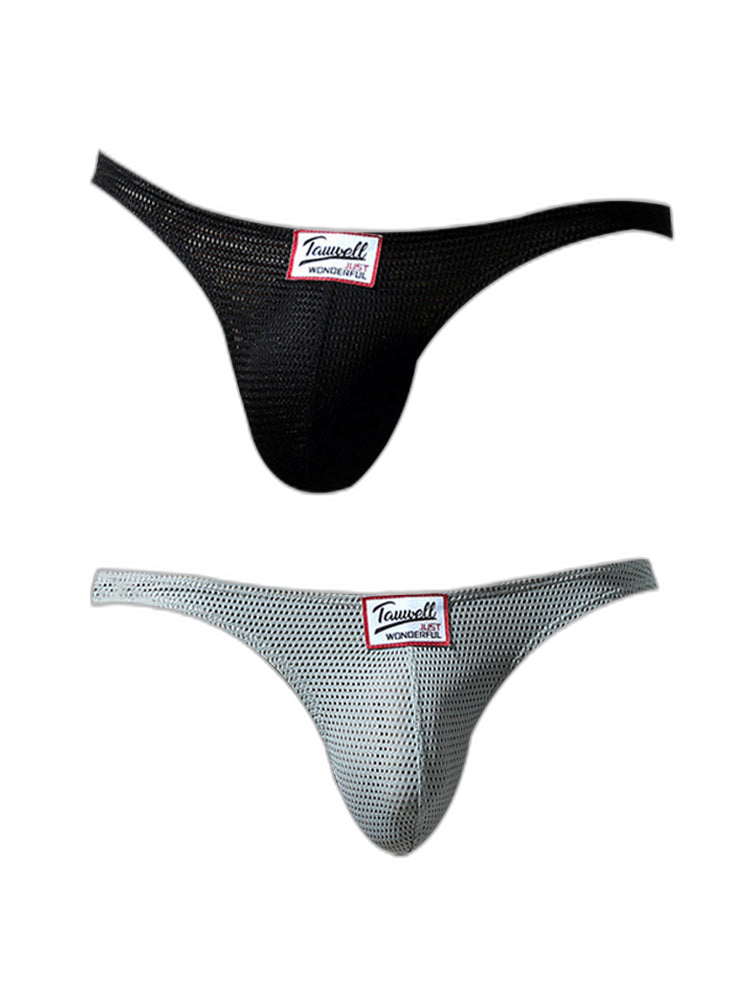 2 Pack Men's Sexy Breathable Mesh Thongs with High Stretch