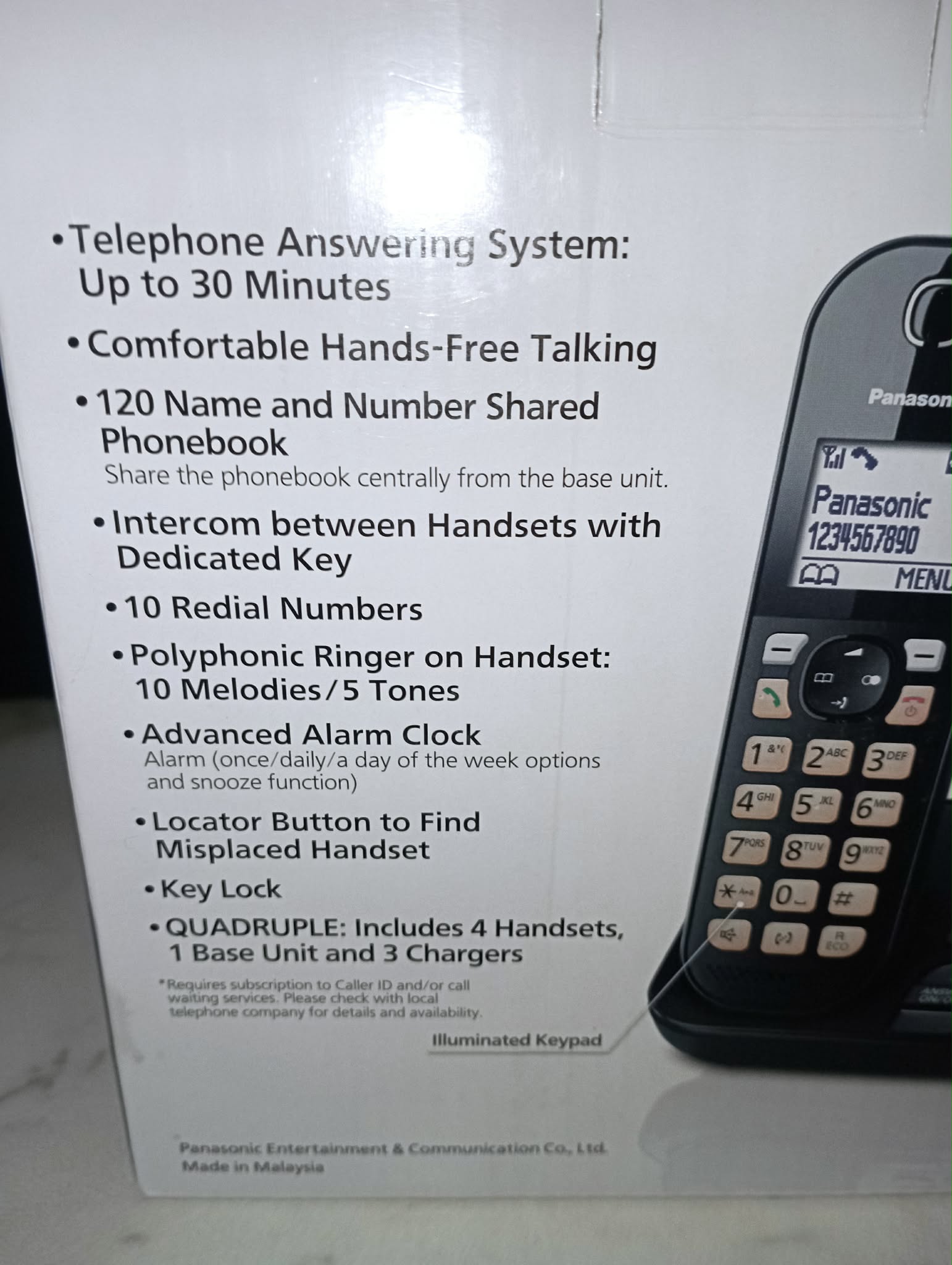 PANASONIC SET OF 4 TELEPHONES WITH ANSWER MACHINE KX-TGC464 IN BOX - PRE-LOVED (Original price £99.99) NOW £24.99 - HUGE SAVINGS