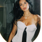 Y2k Bandeau Top With Faux-tied Design Ins Fashion Solid Color Vest For Women Clothing
