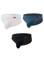3 Pack Men's Nylon Plaid Lift Hip Briefs Triangle Briefs