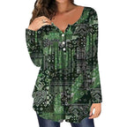 Loose-fit Buttoned V-neck Top Women's T-shirt