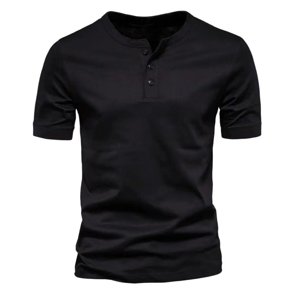 Mens Casual Crew-Neck Short-Sleeve Solid-Color T-Shirt