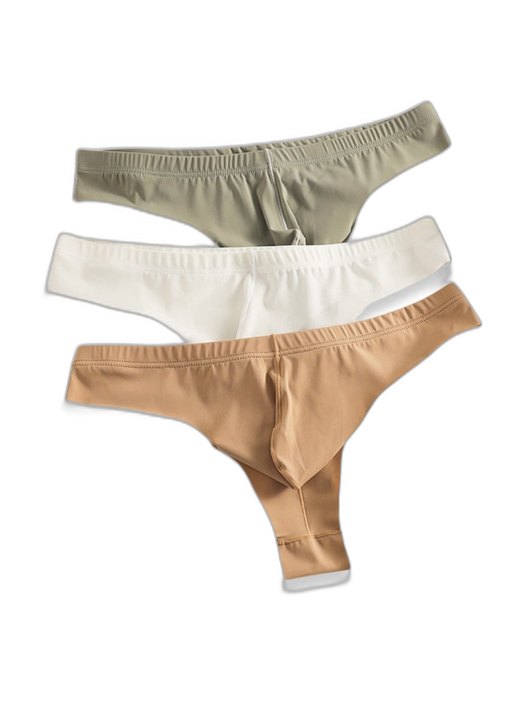 4-Pack Men's Seamless Solid Color Stretch Fit Ice Silk Thong