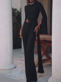 Solid Color Irregular Hem Top & Pants Suit