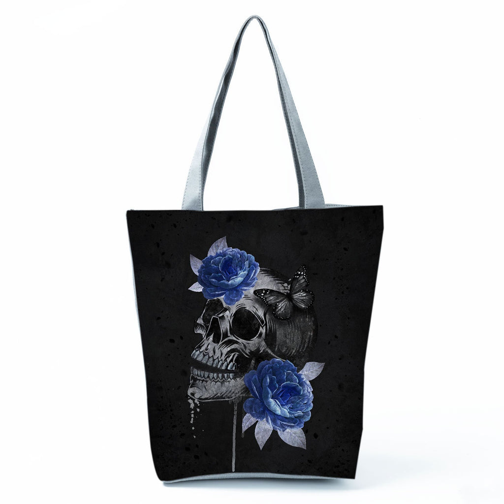 Portable Large Capacity Skull Printed Handbag