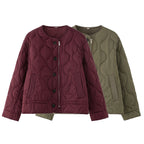 Fashion Single-breasted Quilted Diamond Lattice Cotton-padded Coat
