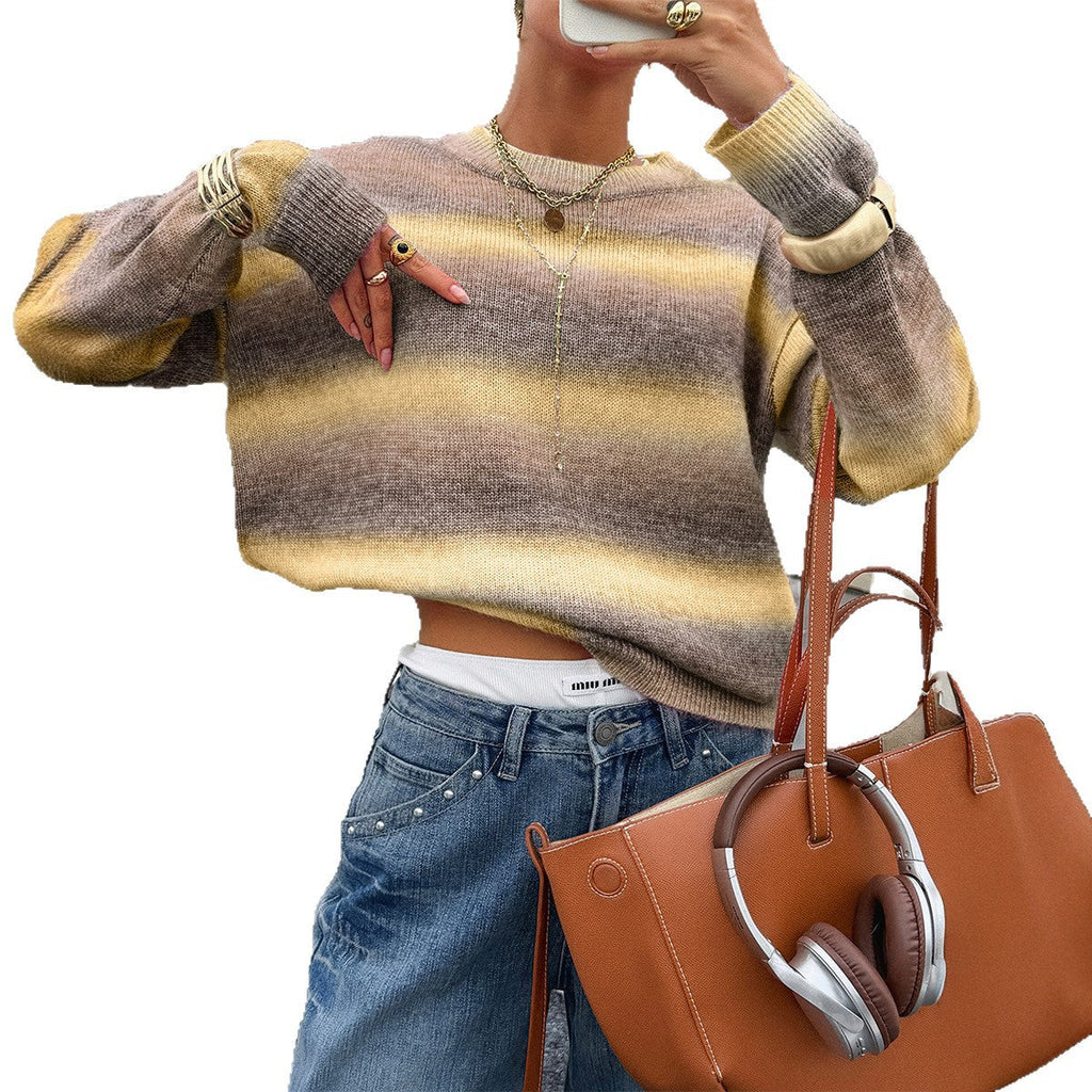 Casual Color-block Knit Sweater For Women