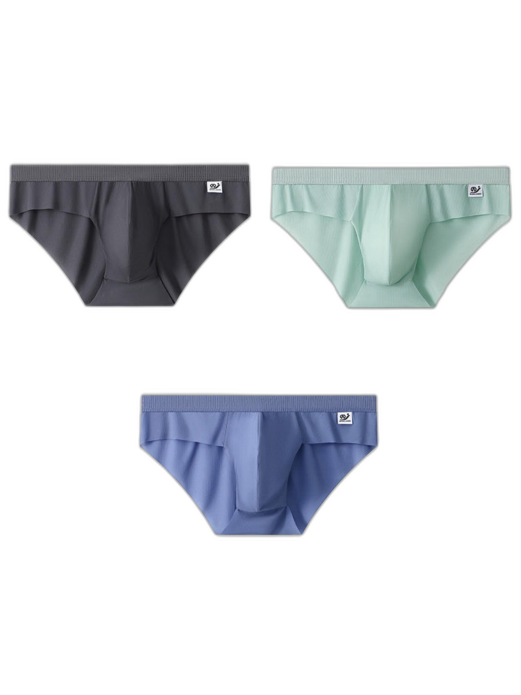 3 Pack Men's Ultra-Thin Breathable Ribbed Ice Silk Briefs