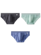 3 Pack Men's Ultra-Thin Breathable Ribbed Ice Silk Briefs
