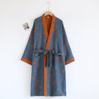 Women's SpringSummer Jacquard Woven Pure Cotton Double-Layer Gauze Nightgown