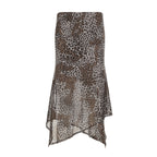 High-waisted Leopard Print Irregular Mesh Skirt
