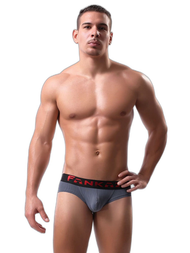 3 Pack Men's Striped U-Pouch Breathable Casual Briefs
