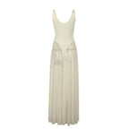 Women's Solid-Color Elegant Resort Bodycon Mesh A-Line Dress