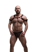ruff GEAR Leather Bulldog Reflector Harness Black Neon Orange