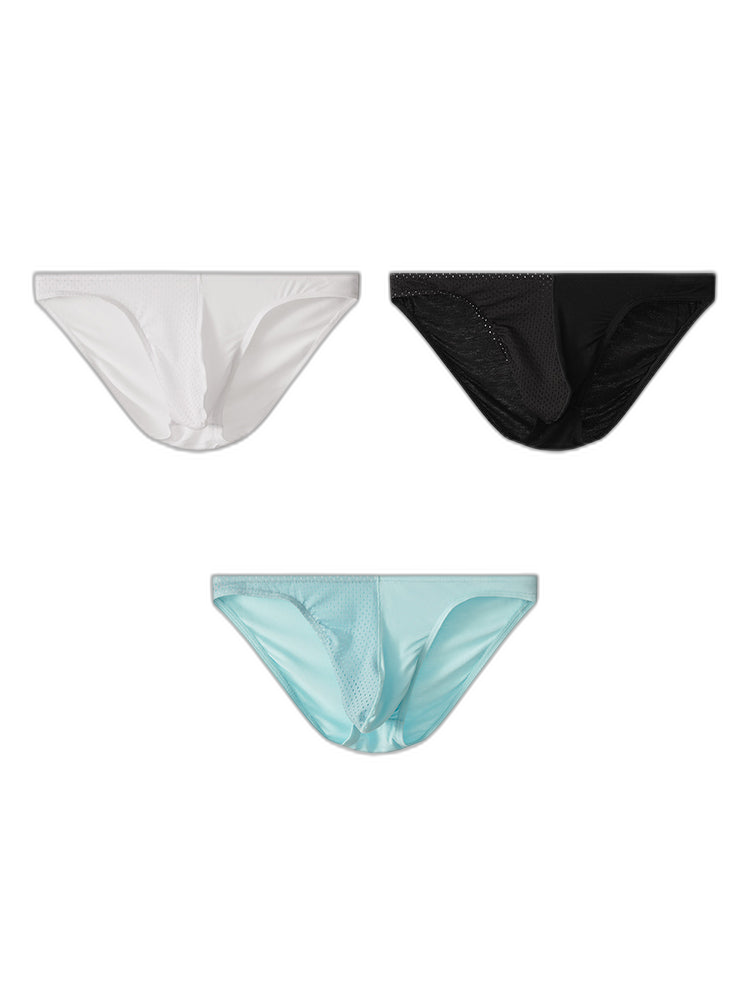 3 Pack Men's Mesh Sexy Low Waist Big Pouch Briefs