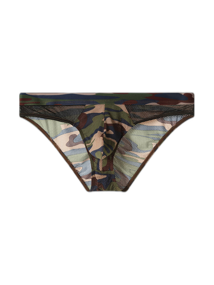 2 Pack Men's Classic Camo Mesh U-Shaped Pouch Breathable Briefs