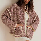 Flower Thin Pocket Decorative Cardigan Cotton Jacket