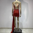 Sexy Skirt Suit Hollow Mesh See-through Banquet Company Party Stage Costume