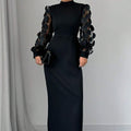 New Arrival Elegant Lace-spliced Dress With A Stand-up Collar