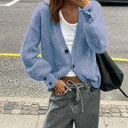 Fashionable Multi-color Sweater With Long Sleeves And Buttons For Women